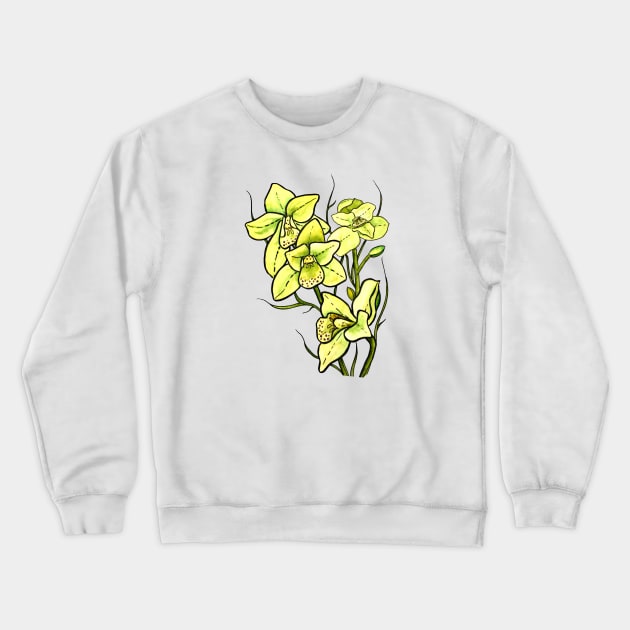 Green Orchid Crewneck Sweatshirt by Kirsty Topps